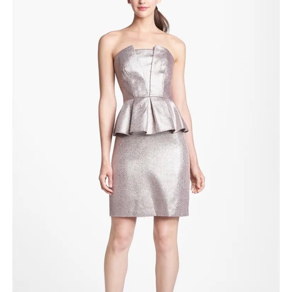 Adrianna Papell Metallic Peplum dress